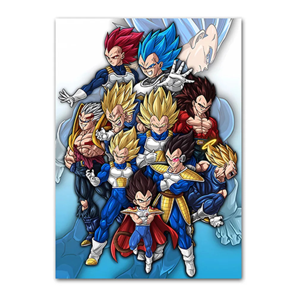 Dragon Ball Goku Van Gogh Starry Night Anime Oil Painting Poster Canvas Painting Dragon Ball Super Vegeta kid's Wall Painting