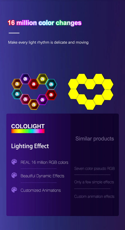 5V Led Esports Atmosphere Light Bluetooth Quantum Lamp Smart App RGB Remote Control Background Wall Bedroom DIY Decor Wall Lamp