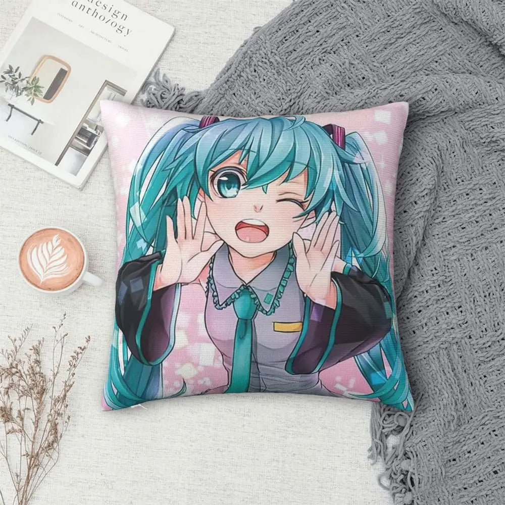 Cushion Covers Anime Hatsune Miku Pillow Case Awesome Decor Pillowcover for Living Room 40*40cm