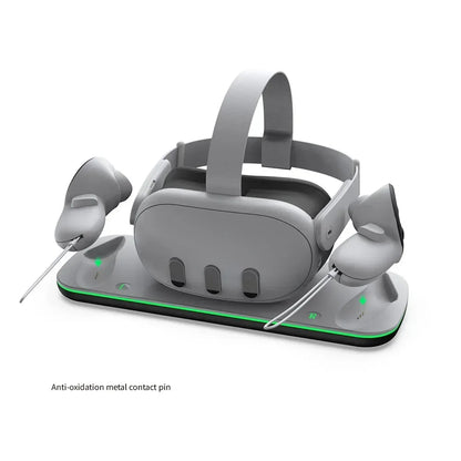For Oculus Quest 3 VR Headset Charging Dock Dual Controller Contact Charger Stand With LED Light For Meta Quest 3 Charge Station