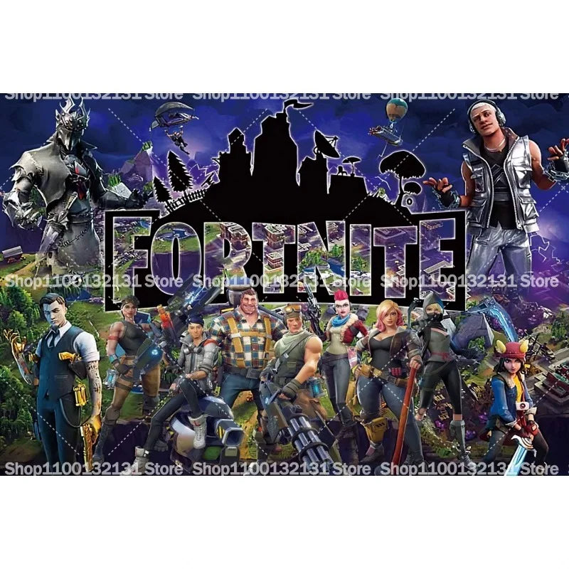 Fortnites Happy Birthday Backgrounds Anime Fortress Night Photography Backdrops Hanging Vinyl Wall Hanging Decor Party Supplies