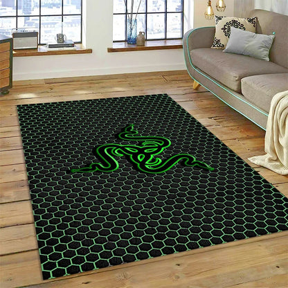 Razer Logo Game Snake Cartoon Customized Rug Carpet for Living Room Bedroom Decor,Non-slip Decoration for Sofa Doormat Gift Kid