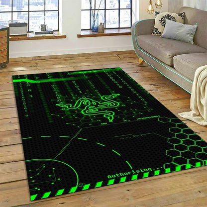 Razer Logo Game Snake Cartoon Customized Rug Carpet for Living Room Bedroom Decor,Non-slip Decoration for Sofa Doormat Gift Kid