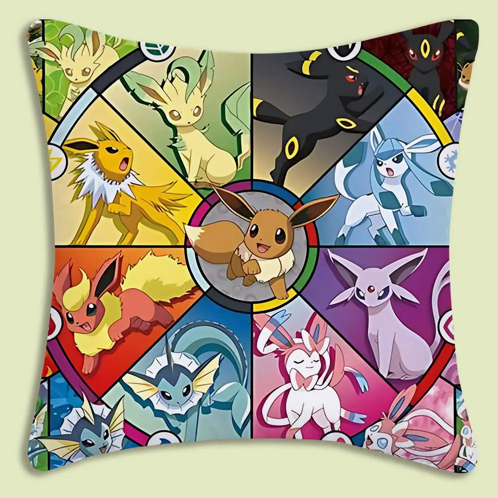 Cushion Covers  Anime P-Pokemon Pillow Covers Cartoon Sofa Decorative Home Double-sided Printing Short Plush Cute Cushion Cover