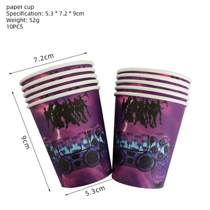 Hot Shooting Game Fortnition Birthday Decoration Disposable Tableware Plate Tablecloh Cup Baby Shower Boys Party Supplies and more