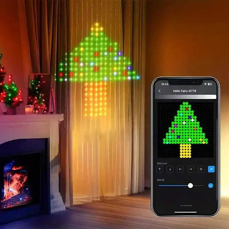 Smart RGB LED Curtain Light Music Synchronous DIY Text Animation Displays Christmas Party Decoration Interior Decor APP Control