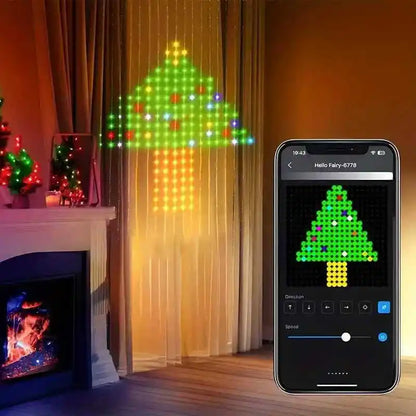 Smart RGB LED Curtain Light Music Synchronous DIY Text Animation Displays Christmas Party Decoration Interior Decor APP Control