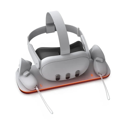 For Oculus Quest 3 VR Headset Charging Dock Dual Controller Contact Charger Stand With LED Light For Meta Quest 3 Charge Station