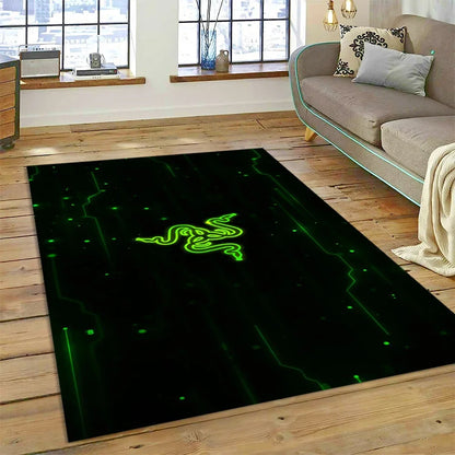 Razer Logo Game Snake Cartoon Customized Rug Carpet for Living Room Bedroom Decor,Non-slip Decoration for Sofa Doormat Gift Kid