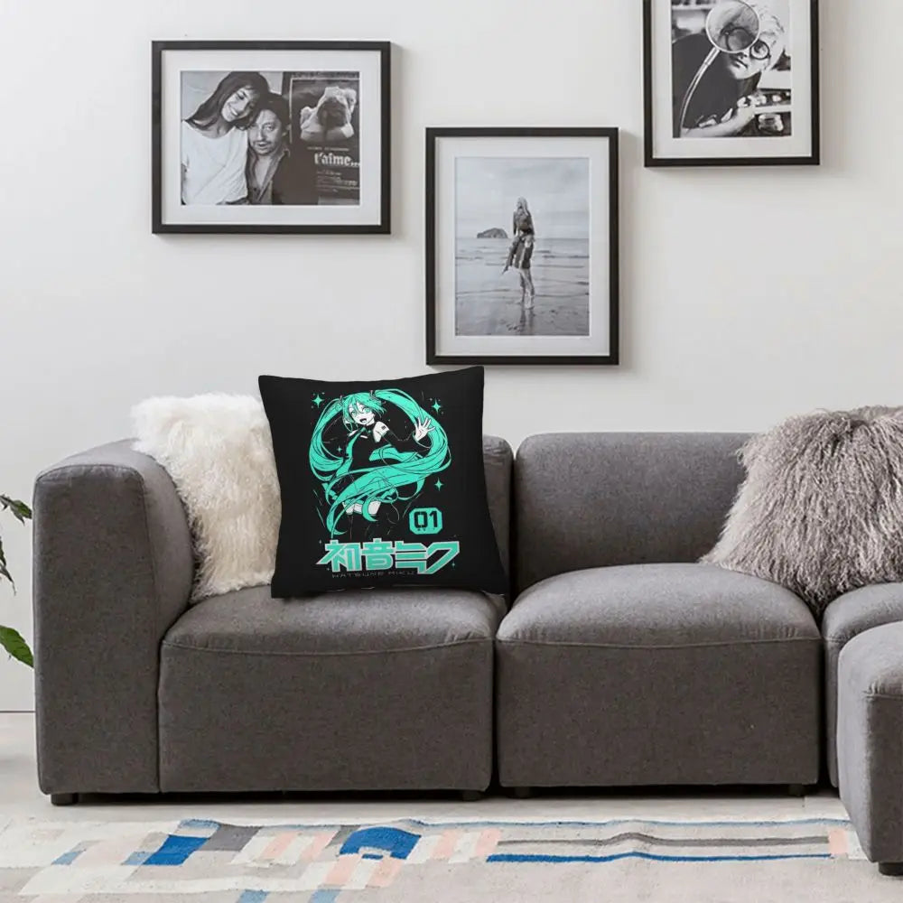 Cushion Covers Anime Hatsune Miku Pillow Case Awesome Decor Pillowcover for Living Room 40*40cm
