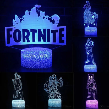Fortnite 3D Anime Lamp Game Cosplay Patterns LED Night Light Gamer Decoration Kawaii Table Lamp Anime Room Decoration Gift Toy