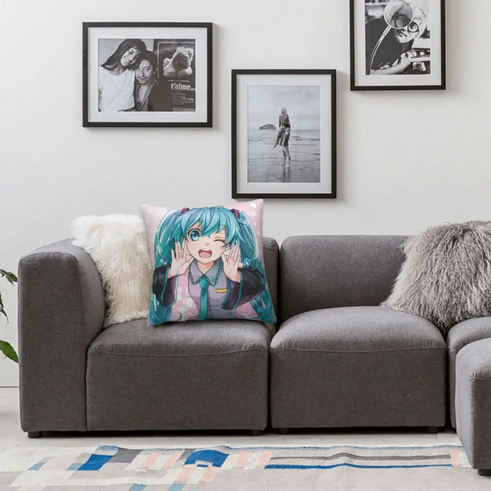 Cushion Covers Anime Hatsune Miku Pillow Case Awesome Decor Pillowcover for Living Room 40*40cm