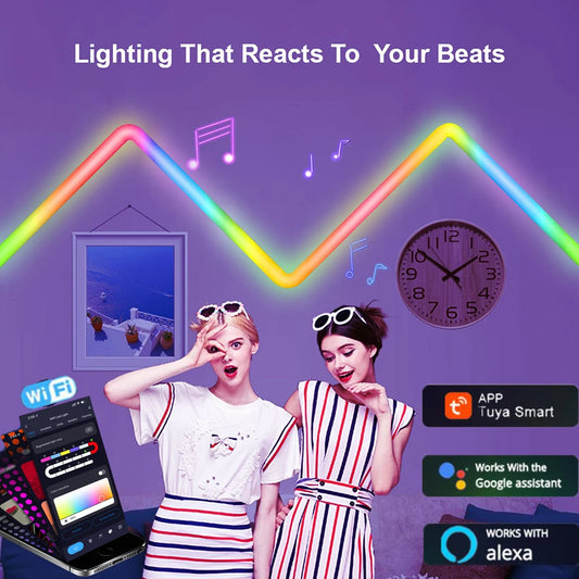 LED Smart Wall Light RGB Light Bar Bluetooth WIFIAPP Control Music Sync DIY Night Light TV Bedroom Game Room Bar Decoration