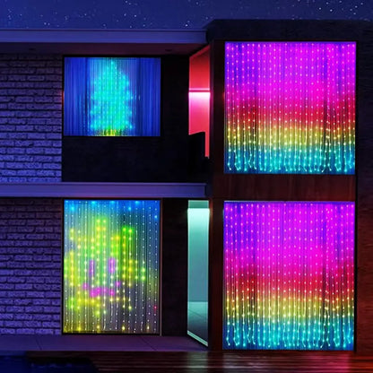 Smart RGB LED Curtain Light Music Synchronous DIY Text Animation Displays Christmas Party Decoration Interior Decor APP Control