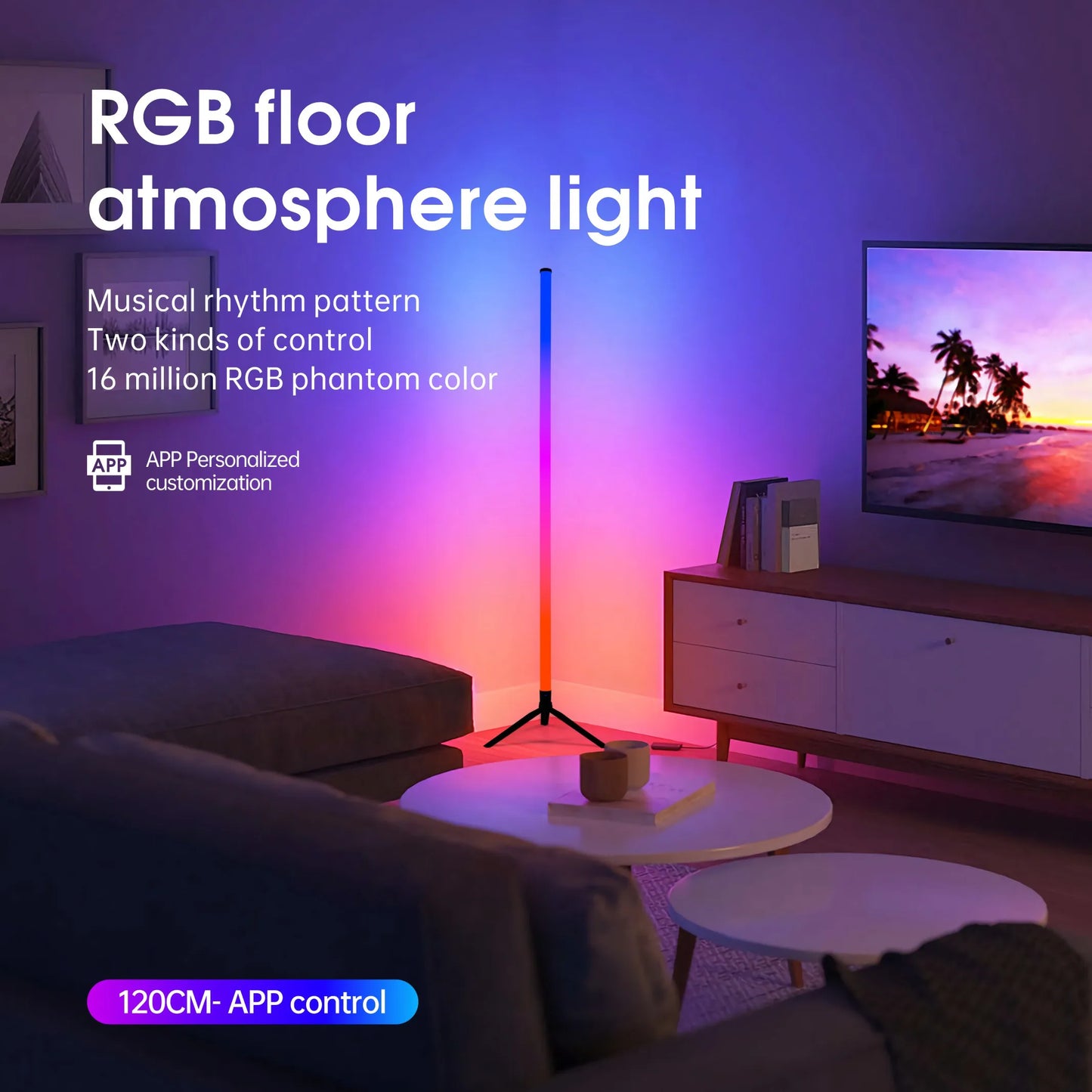 Smart LED Floor Lamp with RGB Remote And APP Control Music Sync Corner Lighting Timer Modern Mood for Living Room And Gaming