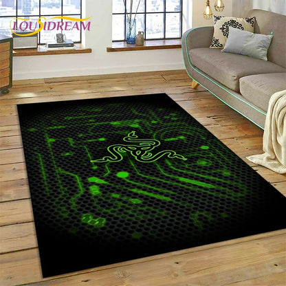 Razer Logo Game Snake Cartoon Customized Rug Carpet for Living Room Bedroom Decor,Non-slip Decoration for Sofa Doormat Gift Kid
