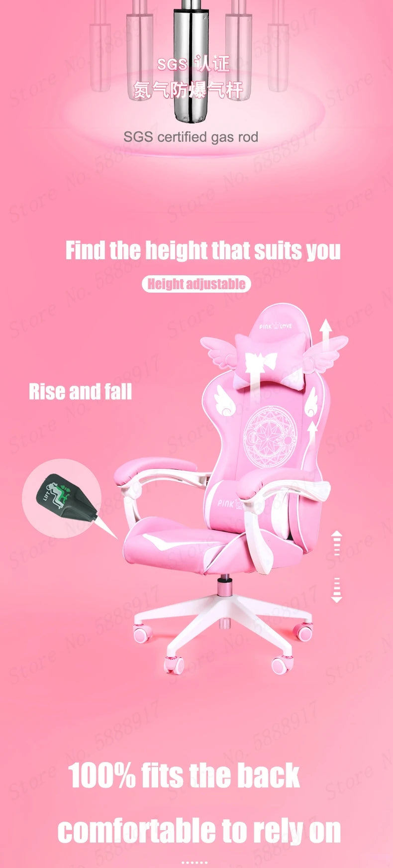 New Products WCG Gaming Chair Girls Cute Cartoon Computer Armchair Office Home Swivel Massage Chair Lifting Adjustable Chair