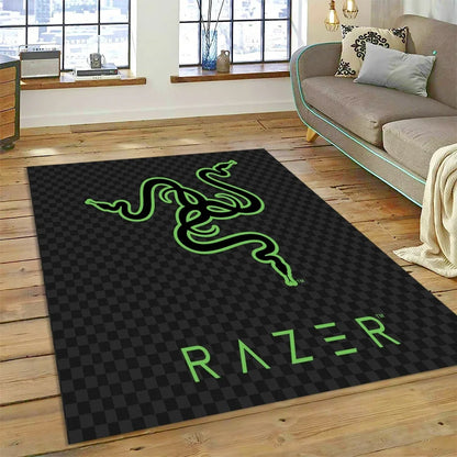 Razer Logo Game Snake Cartoon Customized Rug Carpet for Living Room Bedroom Decor,Non-slip Decoration for Sofa Doormat Gift Kid