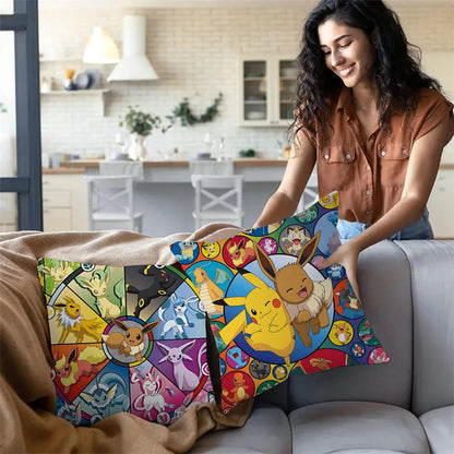 Cushion Covers  Anime P-Pokemon Pillow Covers Cartoon Sofa Decorative Home Double-sided Printing Short Plush Cute Cushion Cover