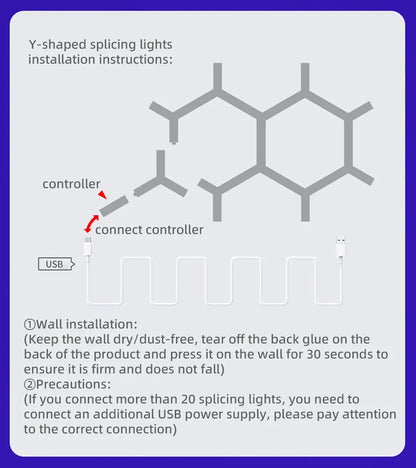WIFI APP Smart Lamp Tuya Music Rhythm Control Splicing Ambient Quantum Lights LED Night Light for Game Room Bedroom Decoration