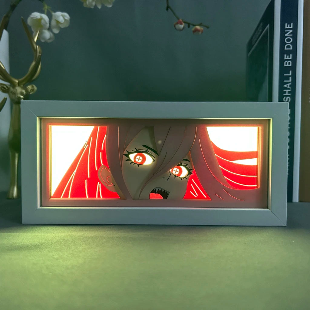 Anime Led Night Light Box Chainsaw Man Power For Hoom Decor Nightlight Paper Cut Shadow Box Manga Gifts For Girls Manga Lightbox
