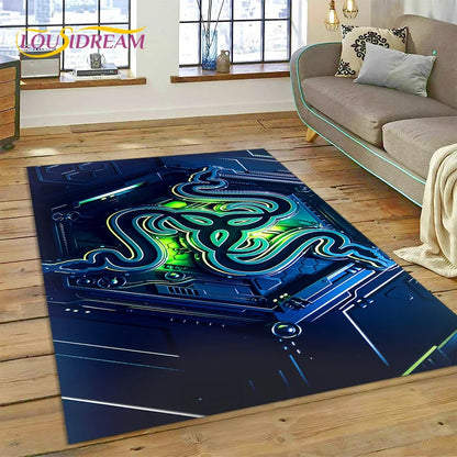 Razer Logo Game Snake Cartoon Customized Rug Carpet for Living Room Bedroom Decor,Non-slip Decoration for Sofa Doormat Gift Kid