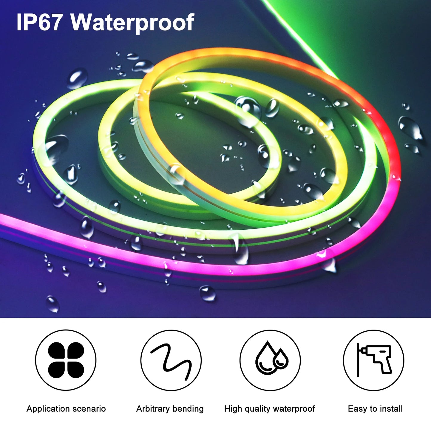 TUYA WIFI RGBIC LED Neon Strip Lights with Bluetooth App Control Waterproof Music Sync Christmas Party Home Room Decor 1M-20M