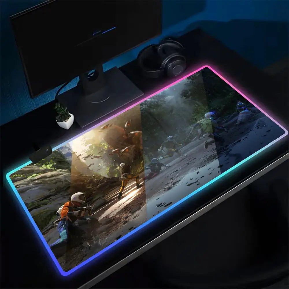 ARC Raiders Mouse Pad Anime Gaming Mouse Pad LED Table Pads Backlit Rubber Desktop XXL RGB Desk Mats