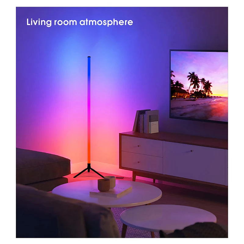 Smart LED Floor Lamp with RGB Remote And APP Control Music Sync Corner Lighting Timer Modern Mood for Living Room And Gaming