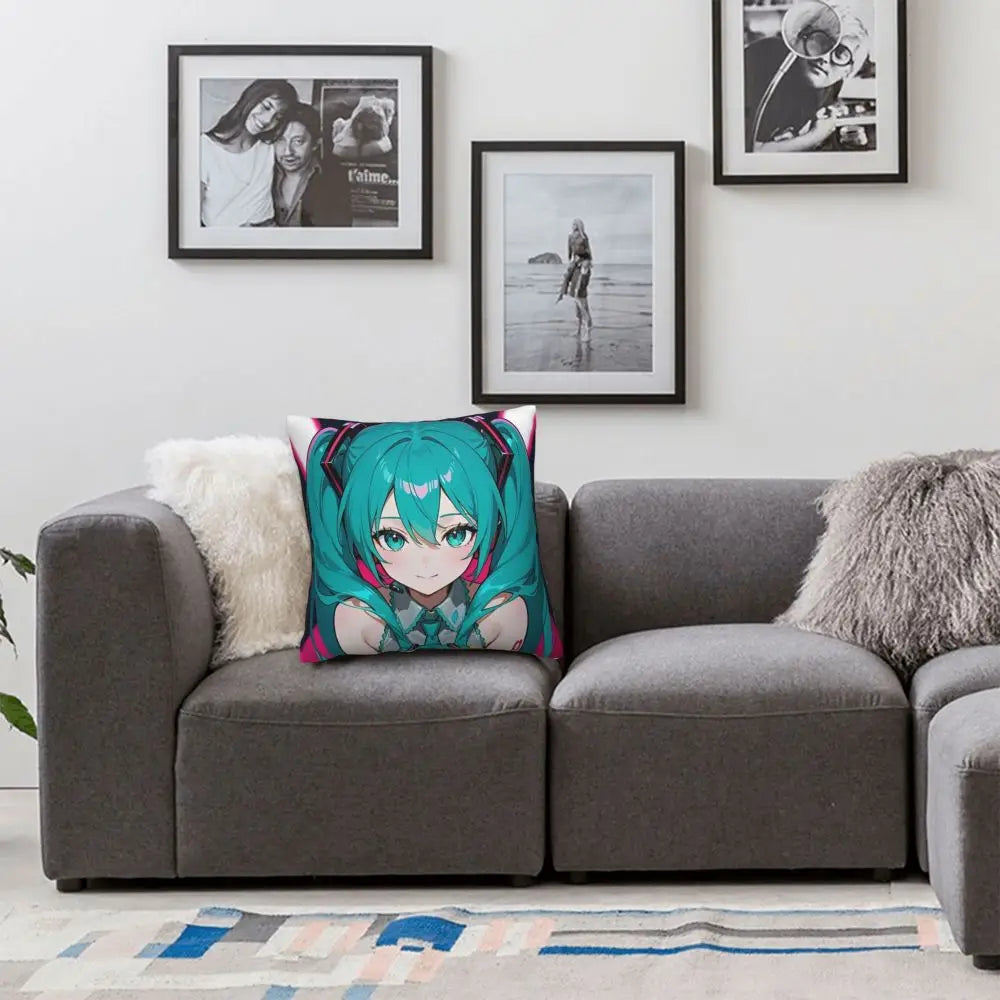 Cushion Covers Anime Hatsune Miku Pillow Case Awesome Decor Pillowcover for Living Room 40*40cm