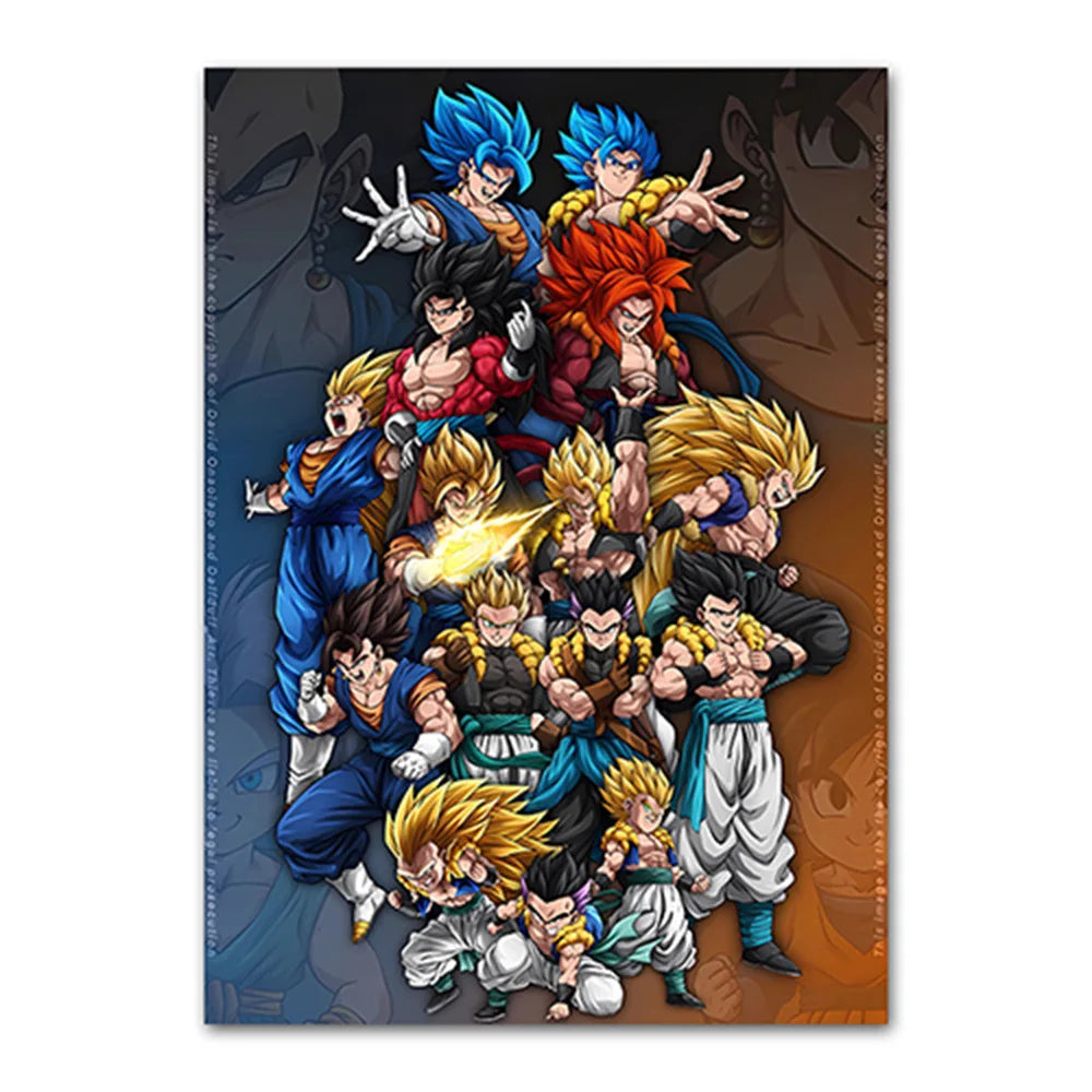 Dragon Ball Goku Van Gogh Starry Night Anime Oil Painting Poster Canvas Painting Dragon Ball Super Vegeta kid's Wall Painting