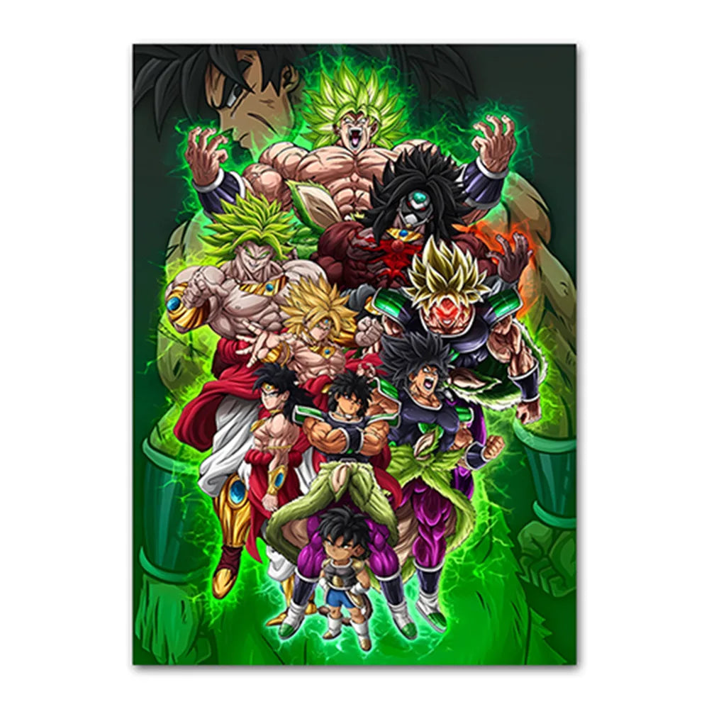 Dragon Ball Goku Van Gogh Starry Night Anime Oil Painting Poster Canvas Painting Dragon Ball Super Vegeta kid's Wall Painting