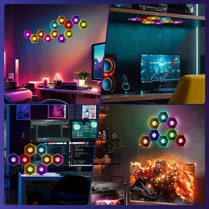5V Led Esports Atmosphere Light Bluetooth Quantum Lamp Smart App RGB Remote Control Background Wall Bedroom DIY Decor Wall Lamp