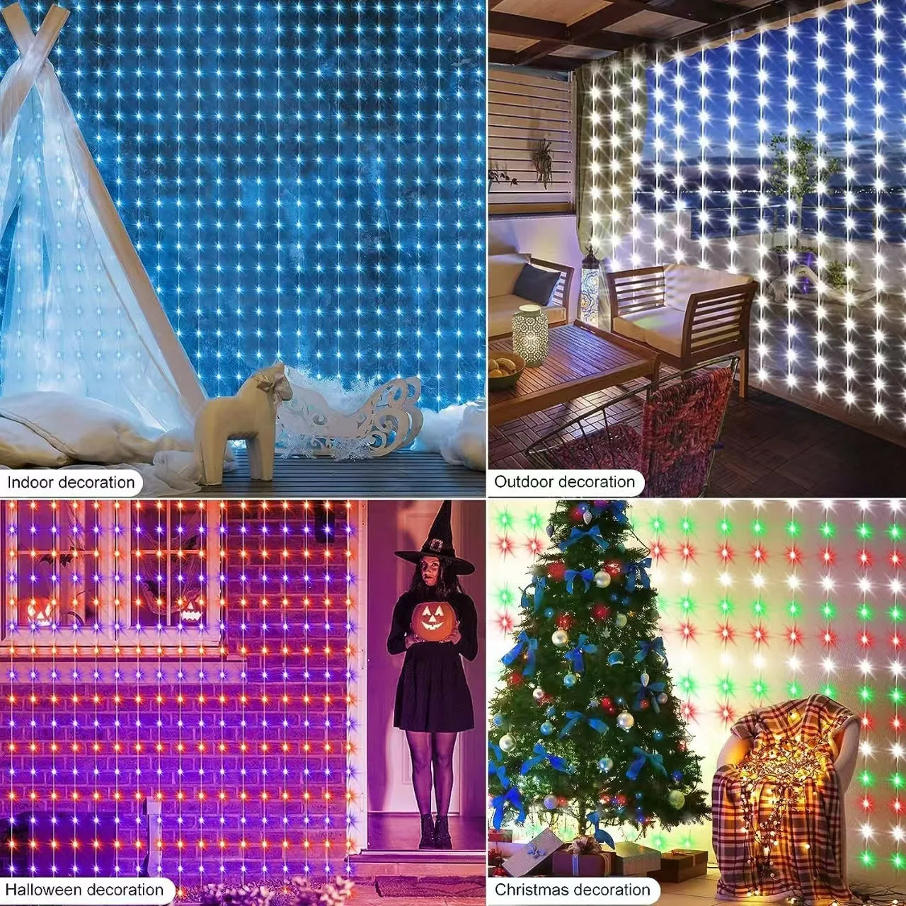 Smart RGB LED Curtain Light Music Synchronous DIY Text Animation Displays Christmas Party Decoration Interior Decor APP Control
