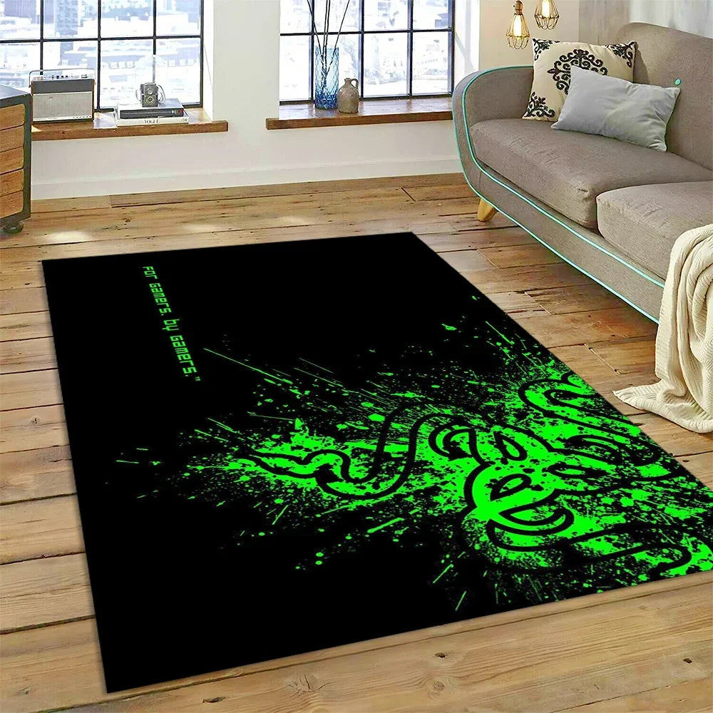 Razer Logo Game Snake Cartoon Customized Rug Carpet for Living Room Bedroom Decor,Non-slip Decoration for Sofa Doormat Gift Kid
