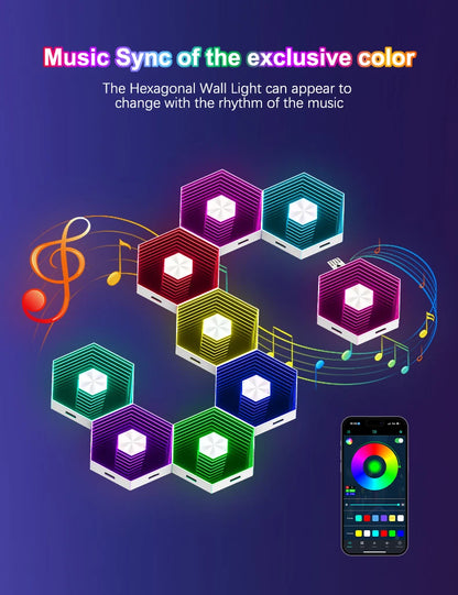 5V Led Esports Atmosphere Light Bluetooth Quantum Lamp Smart App RGB Remote Control Background Wall Bedroom DIY Decor Wall Lamp