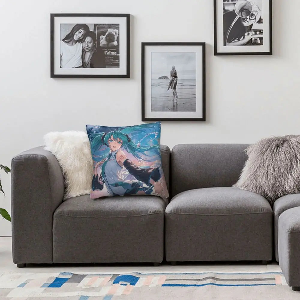 Cushion Covers Anime Hatsune Miku Pillow Case Awesome Decor Pillowcover for Living Room 40*40cm