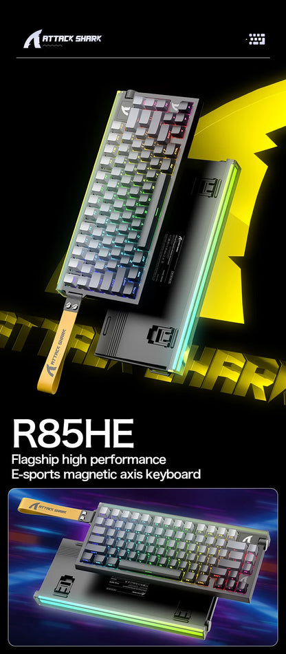 ATTACK SHARK R85 HE Wired 8KHz Magnetic Keyboard,0.005mm RT Accuracy,Support RT/Snap Tap/DKS/MT/TGL,With Custom Lightbox