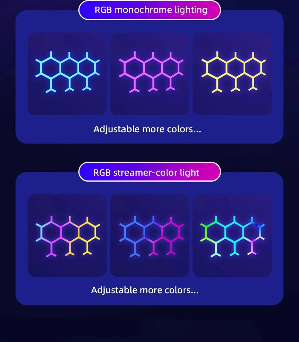 WIFI APP Smart Lamp Tuya Music Rhythm Control Splicing Ambient Quantum Lights LED Night Light for Game Room Bedroom Decoration