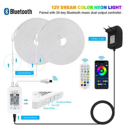 TUYA WIFI RGBIC LED Neon Strip Lights with Bluetooth App Control Waterproof Music Sync Christmas Party Home Room Decor 1M-20M