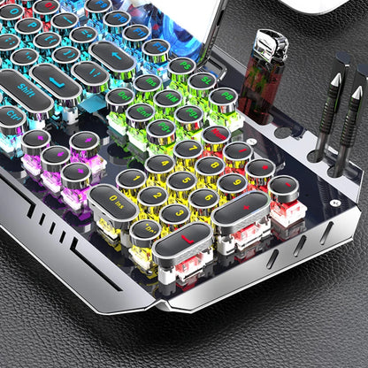 RGB Backlit Mechanical Keyboard Hotswap E-Sports Game Computer Wired 104 Key Steampunk Aluminum Alloy Gamer Home Office Keyboard