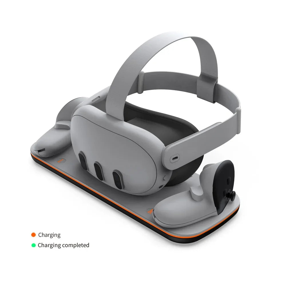 For Oculus Quest 3 VR Headset Charging Dock Dual Controller Contact Charger Stand With LED Light For Meta Quest 3 Charge Station