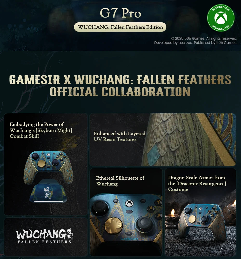 GameSir G7 Pro WUCHANG Xbox PC Controllers Wireless for XBOX Series S X One PC Control Bluetooth Gamepad Fallen Feathers Edition with charge station