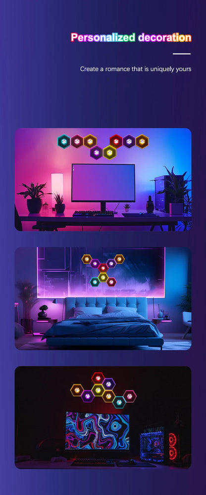 5V Led Esports Atmosphere Light Bluetooth Quantum Lamp Smart App RGB Remote Control Background Wall Bedroom DIY Decor Wall Lamp