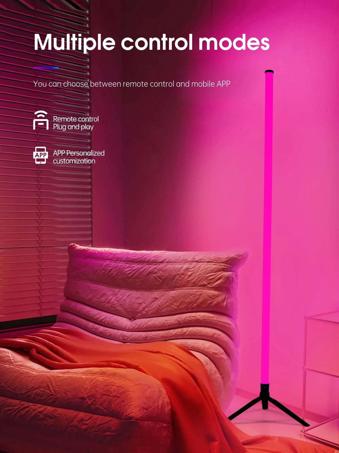 Smart LED Floor Lamp with RGB Remote And APP Control Music Sync Corner Lighting Timer Modern Mood for Living Room And Gaming