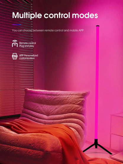 Smart LED Floor Lamp with RGB Remote And APP Control Music Sync Corner Lighting Timer Modern Mood for Living Room And Gaming