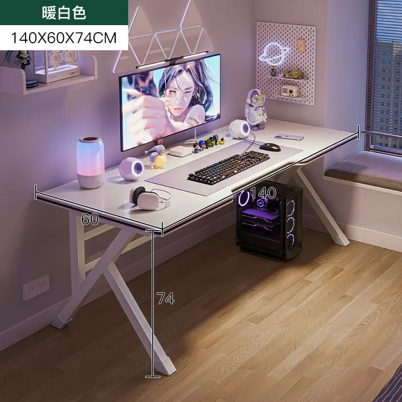 Ergonomic Large Gaming Desk, K-Shaped Gaming Table, PC Gaming Workstation Home Office Desks, Space-Saving, Easy to Assemble