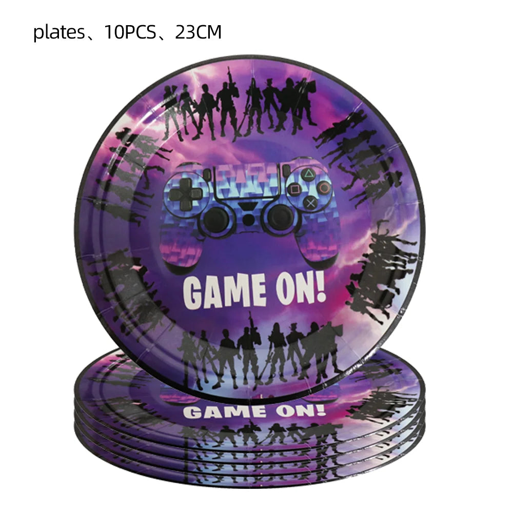 Hot Shooting Game Fortnition Birthday Decoration Disposable Tableware Plate Tablecloh Cup Baby Shower Boys Party Supplies and more