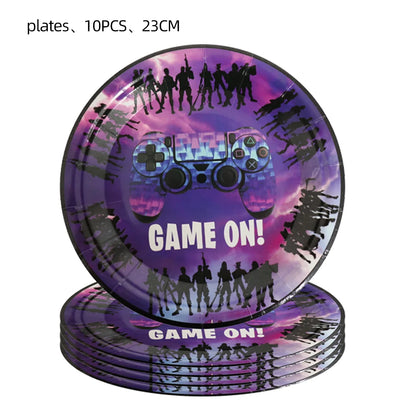 Hot Shooting Game Fortnition Birthday Decoration Disposable Tableware Plate Tablecloh Cup Baby Shower Boys Party Supplies and more