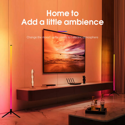 Smart LED Floor Lamp with RGB Remote And APP Control Music Sync Corner Lighting Timer Modern Mood for Living Room And Gaming